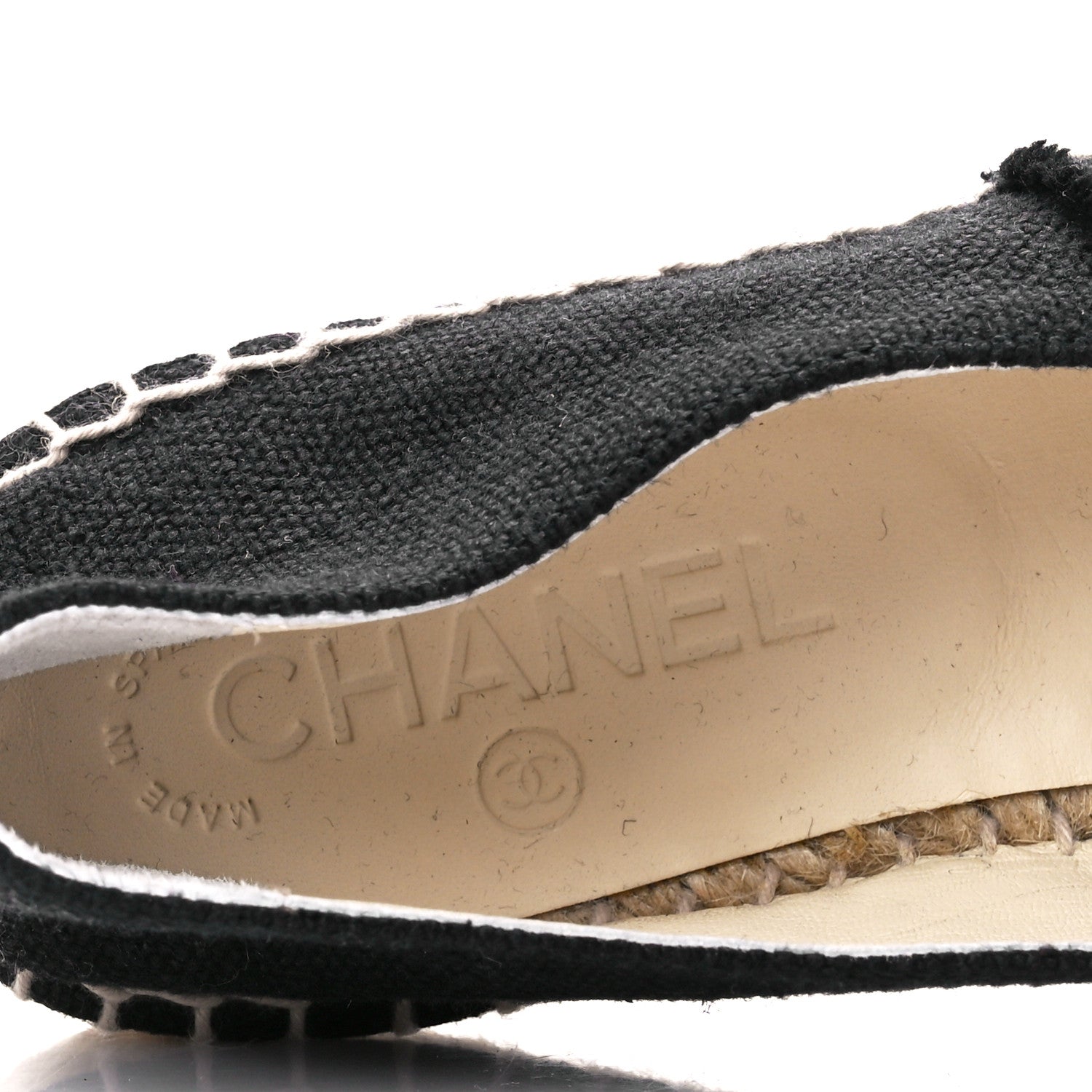 Chanel Denim Toile CC Espadrilles 37 Black 9 of 11