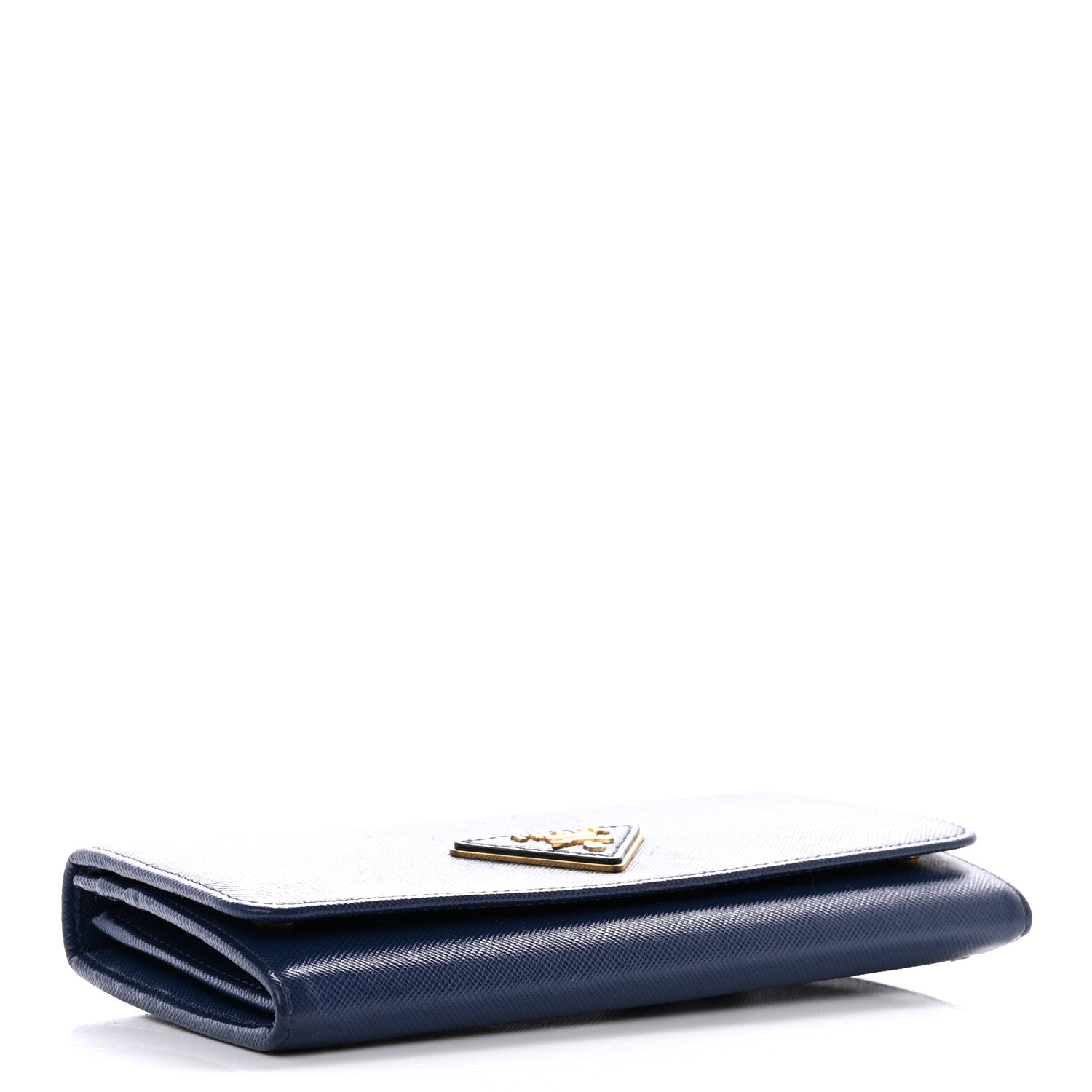 Prada Saffiano Triangle Continental Flap Wallet Bleuette 4 of 14