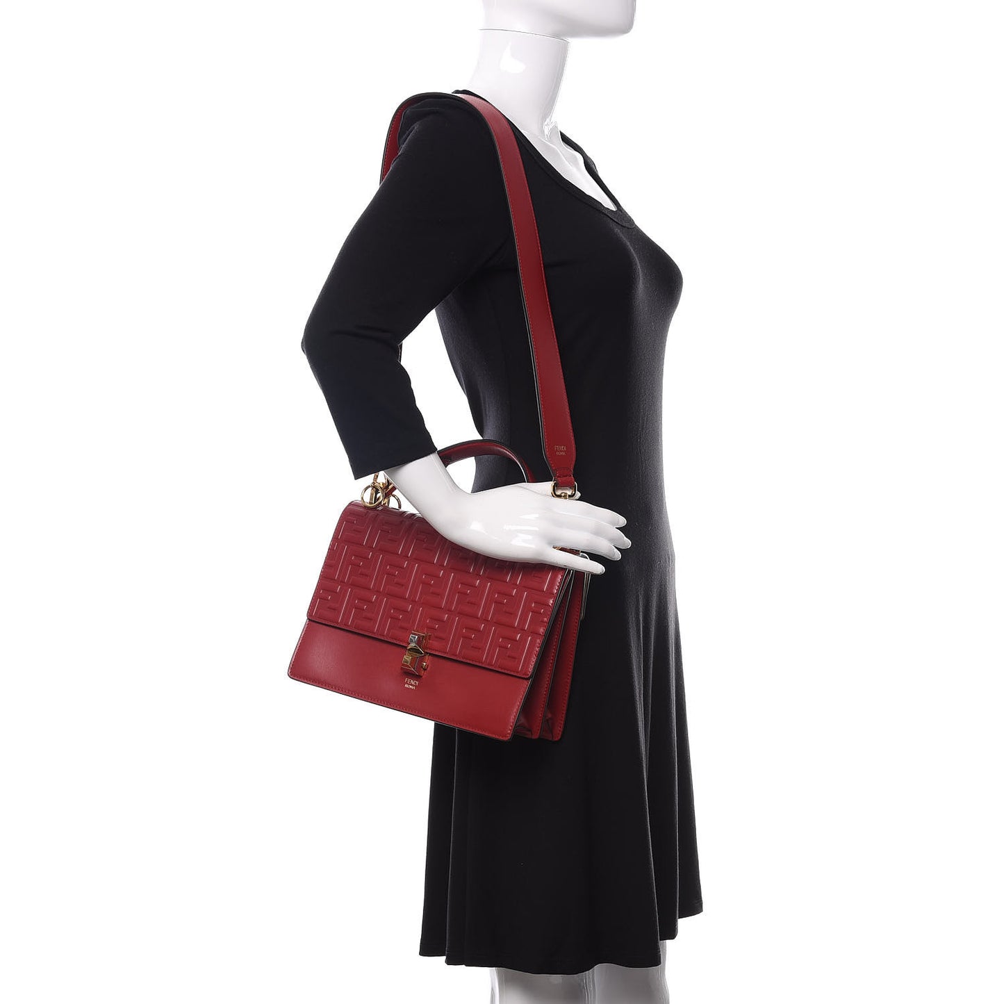 Vitello Liberty FF 1974 Embossed Kan I Shoulder Bag Fragola