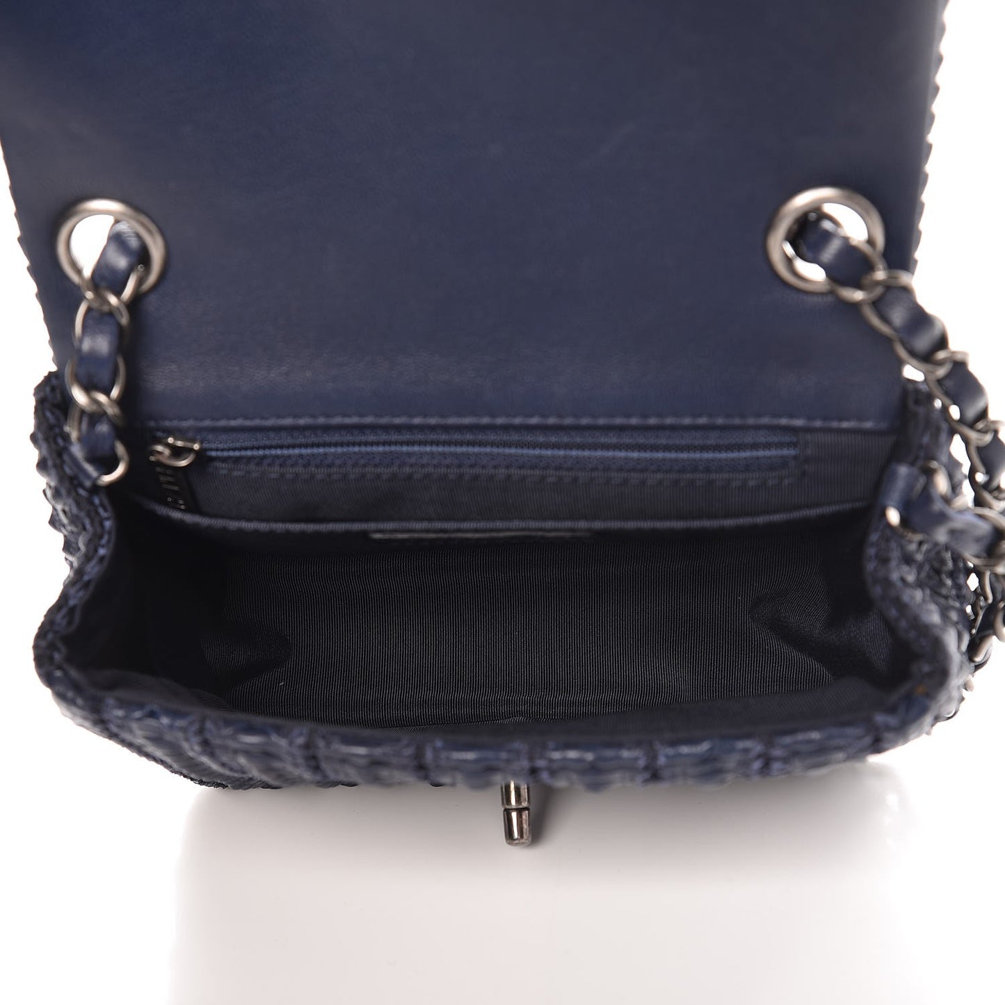Lambskin Embroidered Small Flap Navy