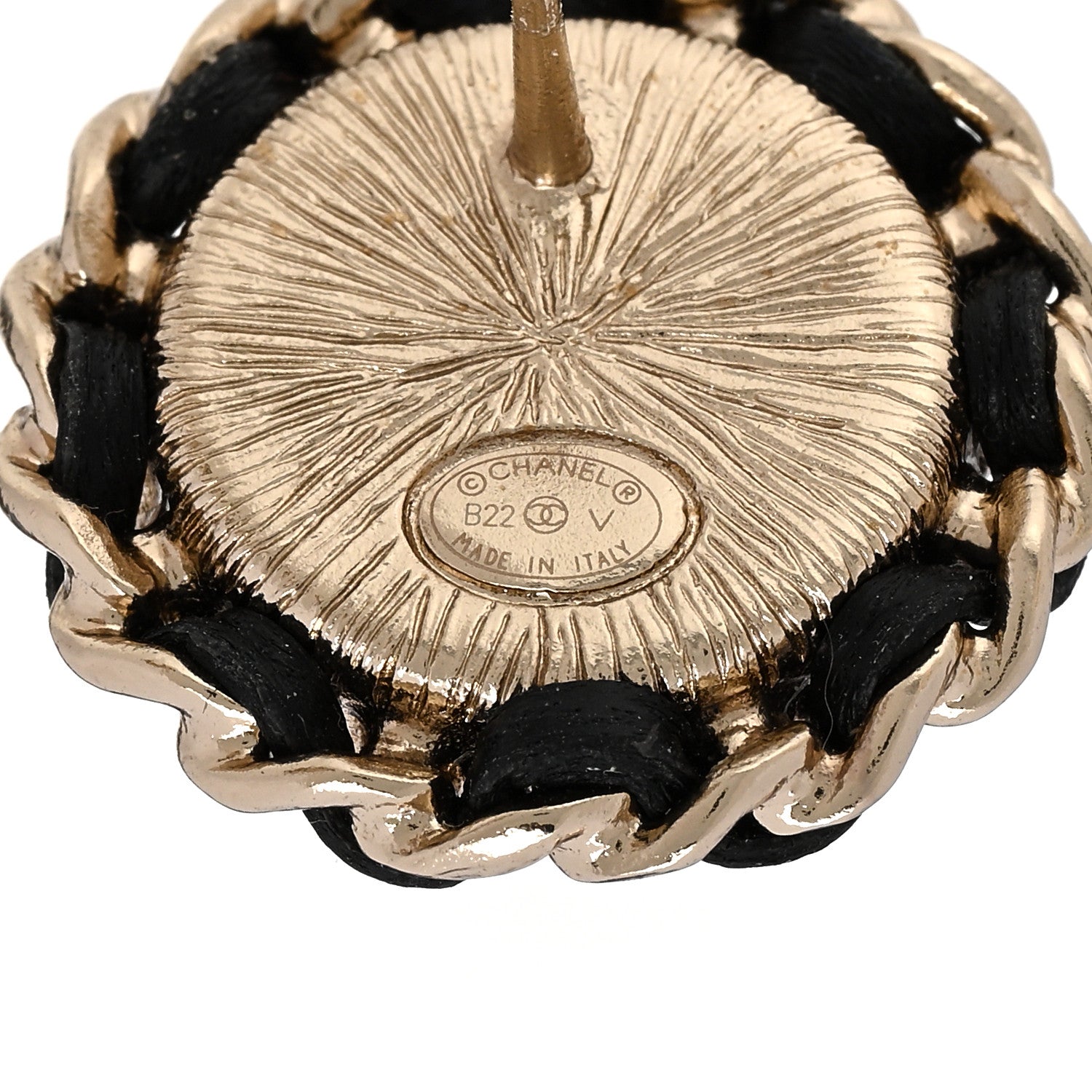 Chanel Pearl Crystal Lambskin CC Earrings Gold Black 4 of 4