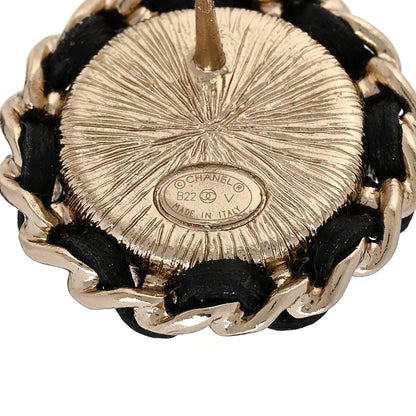 Chanel Pearl Crystal Lambskin CC Earrings Gold Black 4 of 4