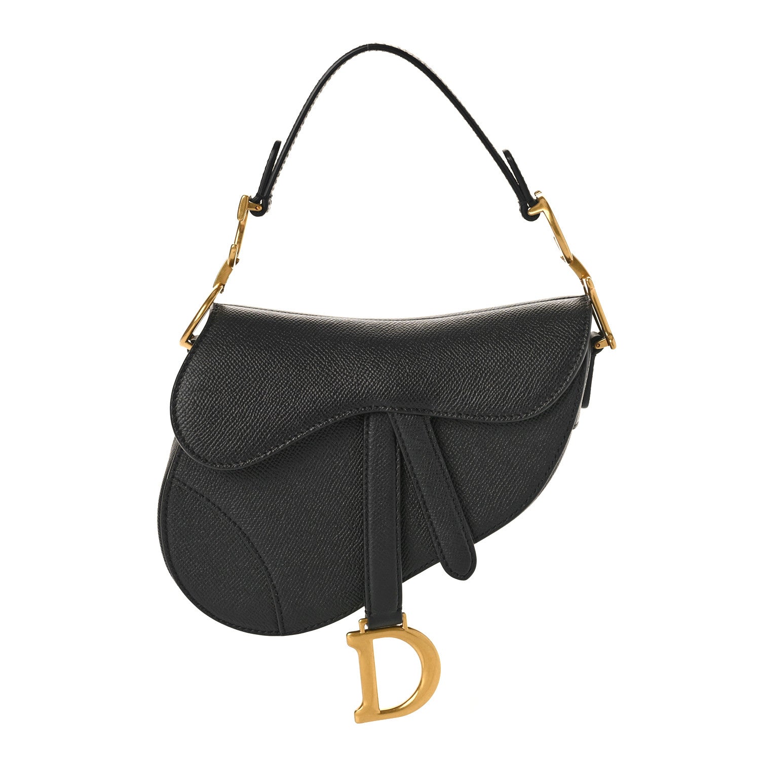 Christian Dior Grained Calfskin Mini Saddle Bag Black 1 of 8