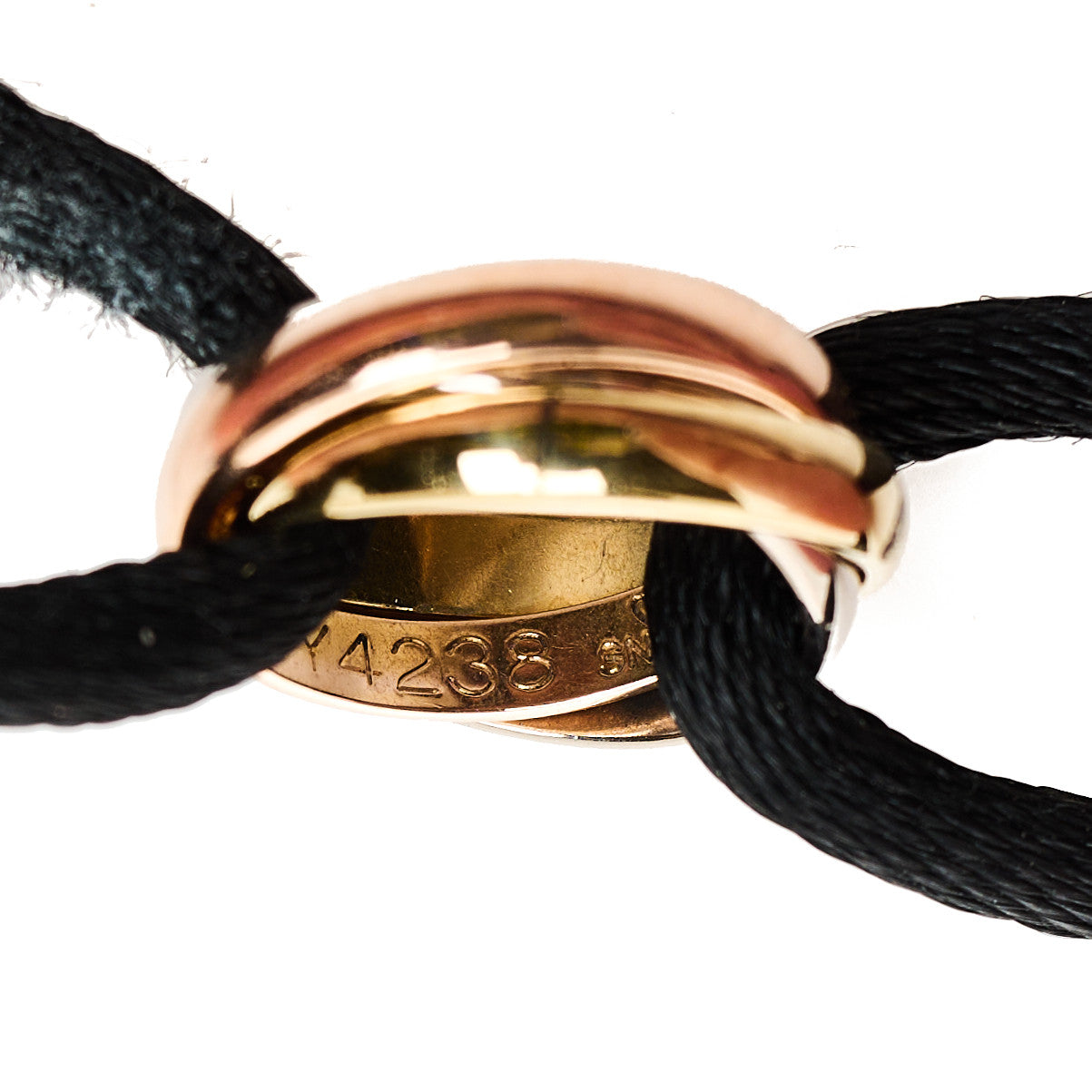 Cartier 18k Pink Yellow White Gold Trinity Adjustable Cord Bracelet Black 5 of 7