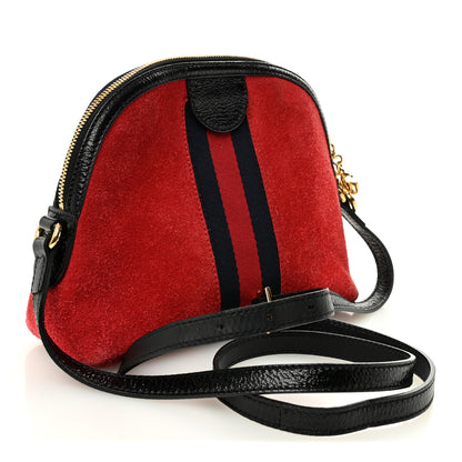 Gucci Suede Patent Web GG Small Ophidia Dome Shoulder Bag Hibiscus Red 3 of 10