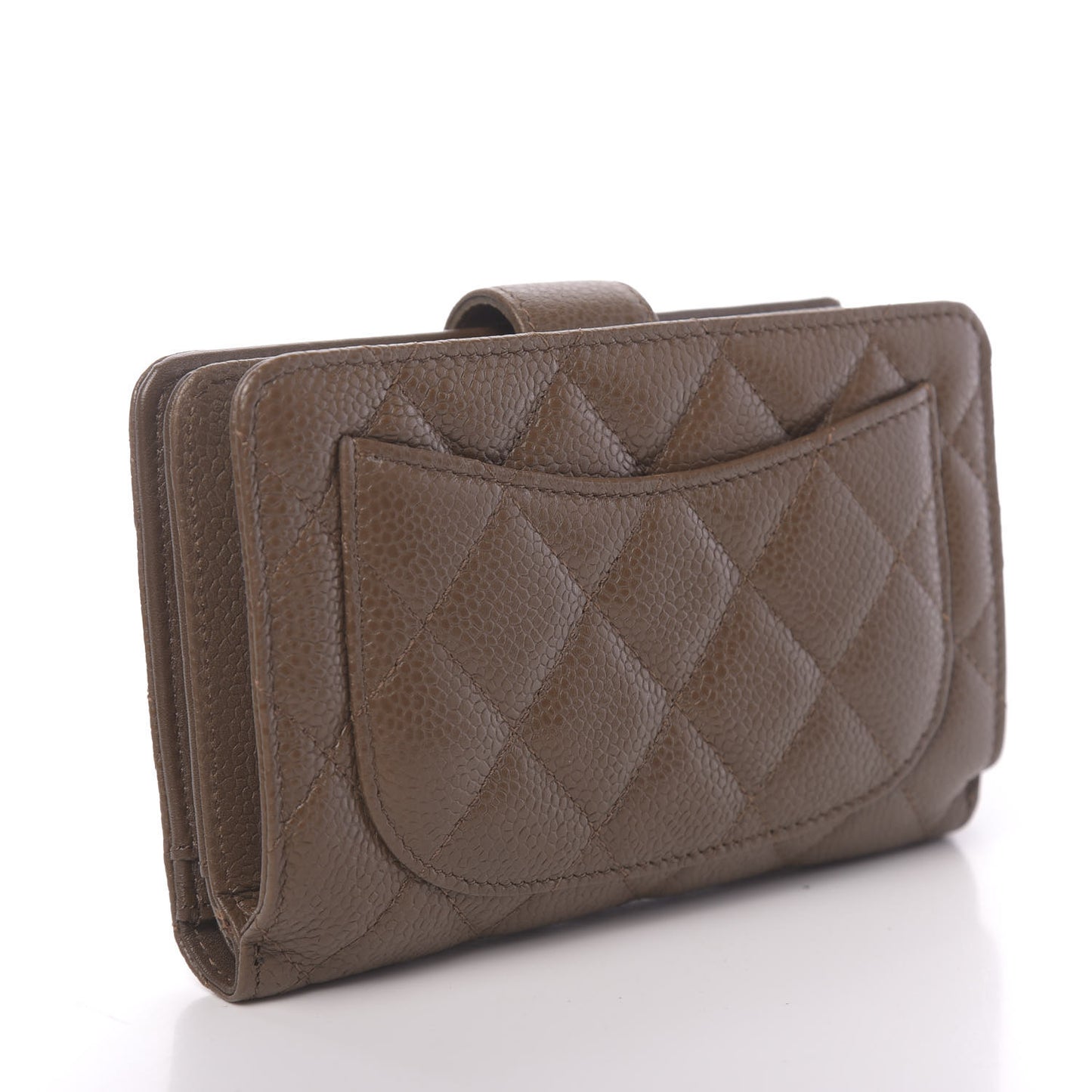 Caviar Quilted Zipped Pocket Wallet Brown