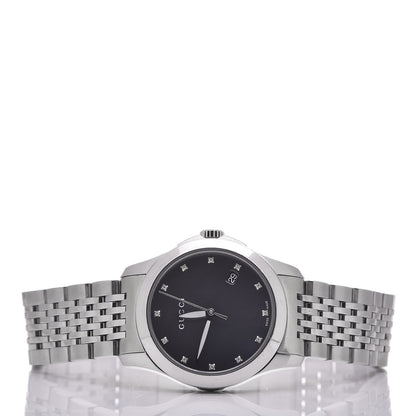 Gucci Stainless Steel Diamond Black Mother of Pearl 27mm G-Timeless Quartz Watch 3 of 7