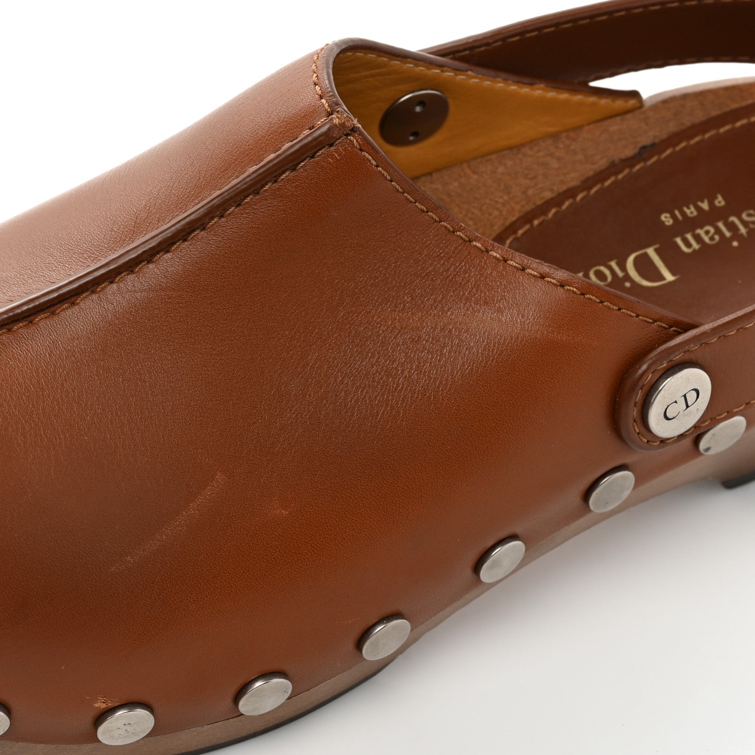 Christian Dior Calfskin Diorquake 20mm Slingback Clogs 38.5 Camel 16 of 18