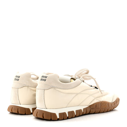 Miu Miu Technical Fabric Suede Womens Tyre Sneakers 40 Ivory 5 of 10