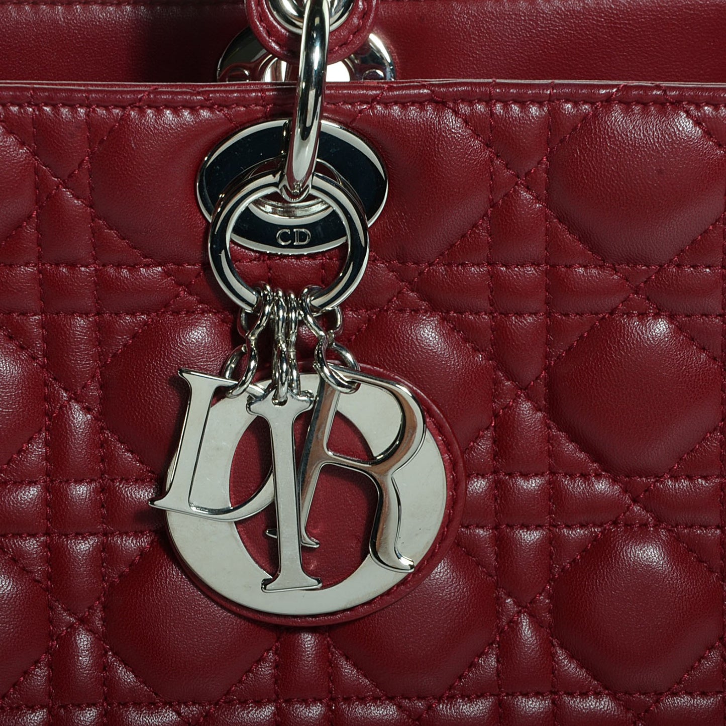 Lambskin Cannage Large Lady Dior Red