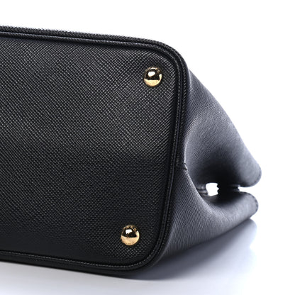 Prada Saffiano Cuir Medium Double Bag Black Fuoco 9 of 9