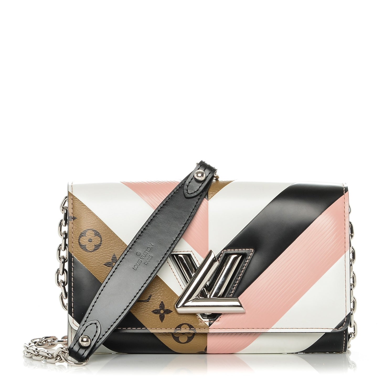 Epi Reverse Monogram Twist Chain Wallet Rose Ballerine