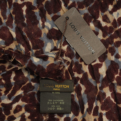 Louis Vuitton Cashmere Silk Lezard Stole Burgundy 7 of 8