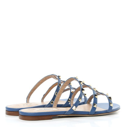 Valentino Garavani Nappa Rockstud Caged Flat Slide Sandals 39 Baltique 4 of 8