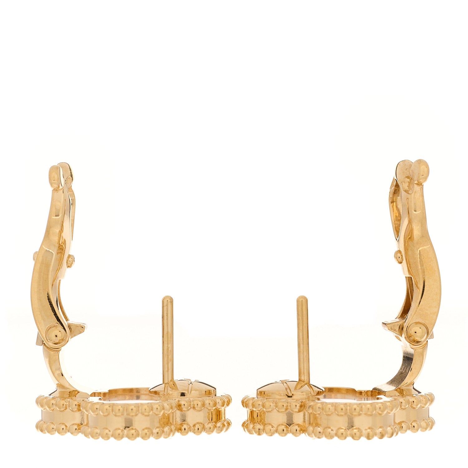Van Cleef & Arpels 18K Yellow Gold Mother of Pearl Vintage Alhambra Earrings 3 of 5