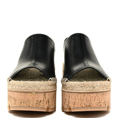 Hermes Goatskin Envie 30 Espadrille Wedge Sandals 36 Black 2 of 15