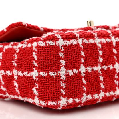 Chanel Tweed Quilted Mini Rectangular Flap White Red 9 of 11