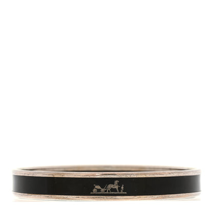 Hermes Enamel Printed Narrow Caleche Bracelet 70 Black 1 of 5