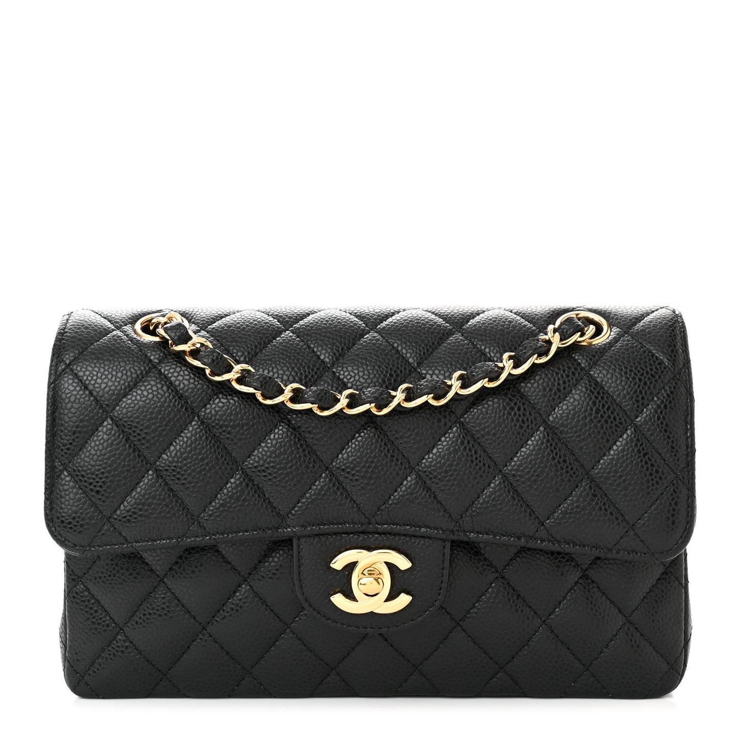 Caviar Quilted Small Double Flap Black