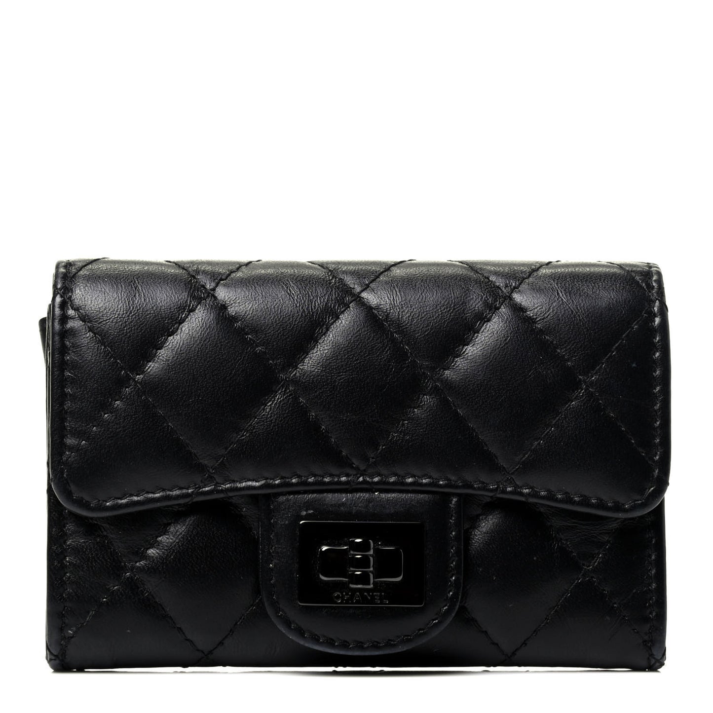Aged Calfskin Quilted Reissue Flap Card Holder So Black