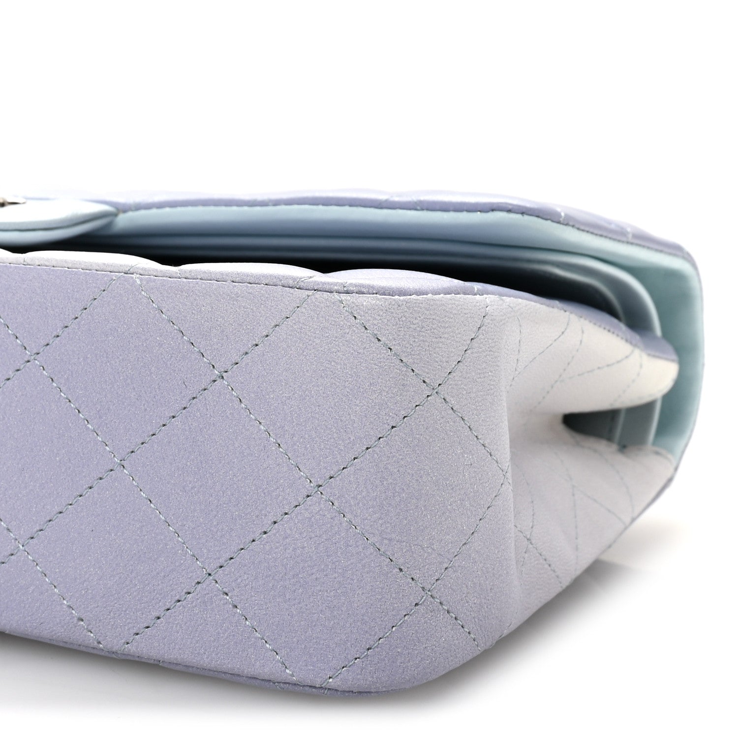 Chanel Perforated Lambskin Quilted Medium Double Flap Light Blue Light Purple White 10 of 11