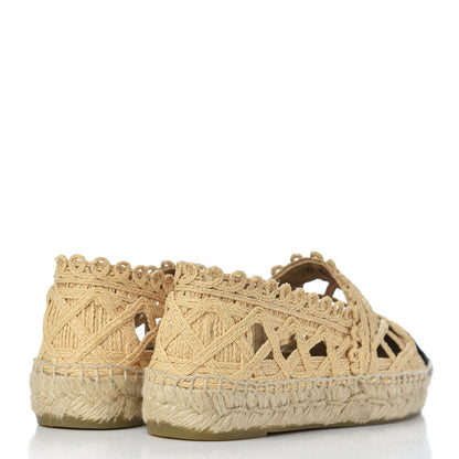 Chanel Woven Fabric Grosgrain CC Espadrilles 35 Beige Black 4 of 10