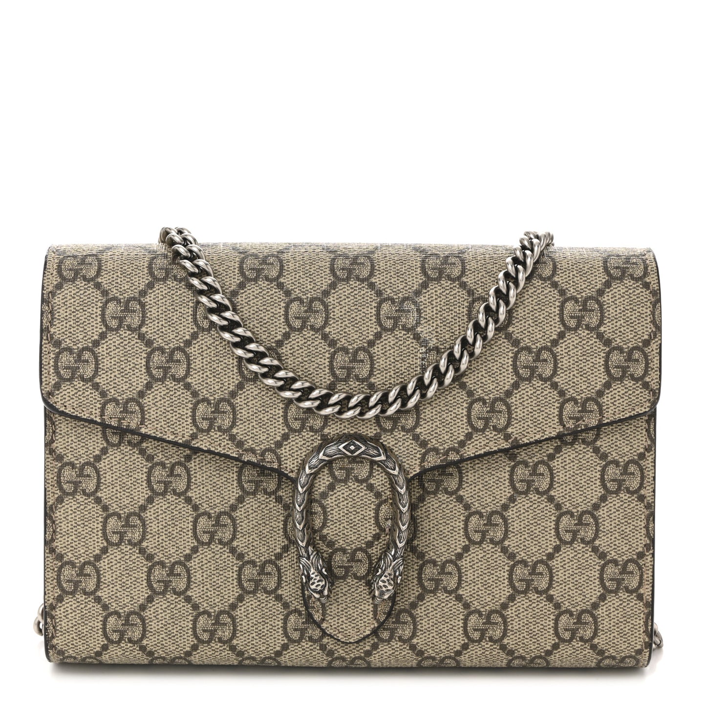 GG Supreme Monogram Mini Dionysus Chain Wallet Beige Vulcanic Red