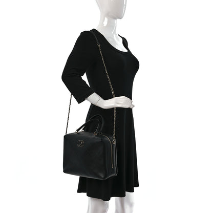 Chanel Calfskin Stitched Sleek Box Top Handle Vanity Bag Black 2 of 9