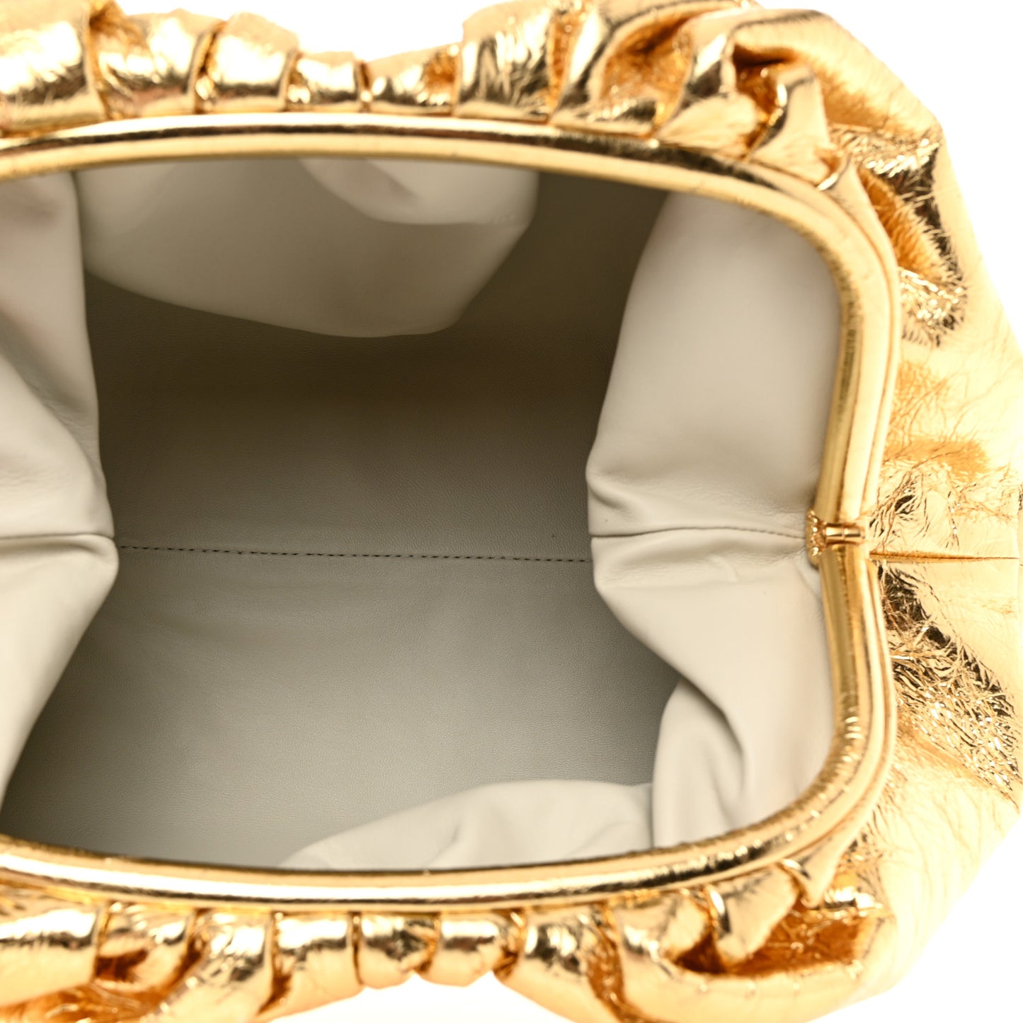 Metallic Crinkled Lambskin The Pouch Oversized Clutch Oro