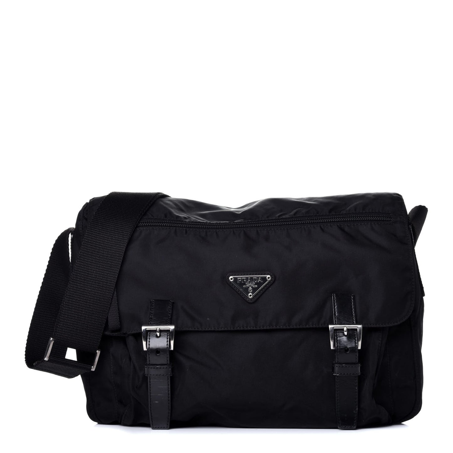 Tessuto Nylon Saffiano Messenger Bag Black