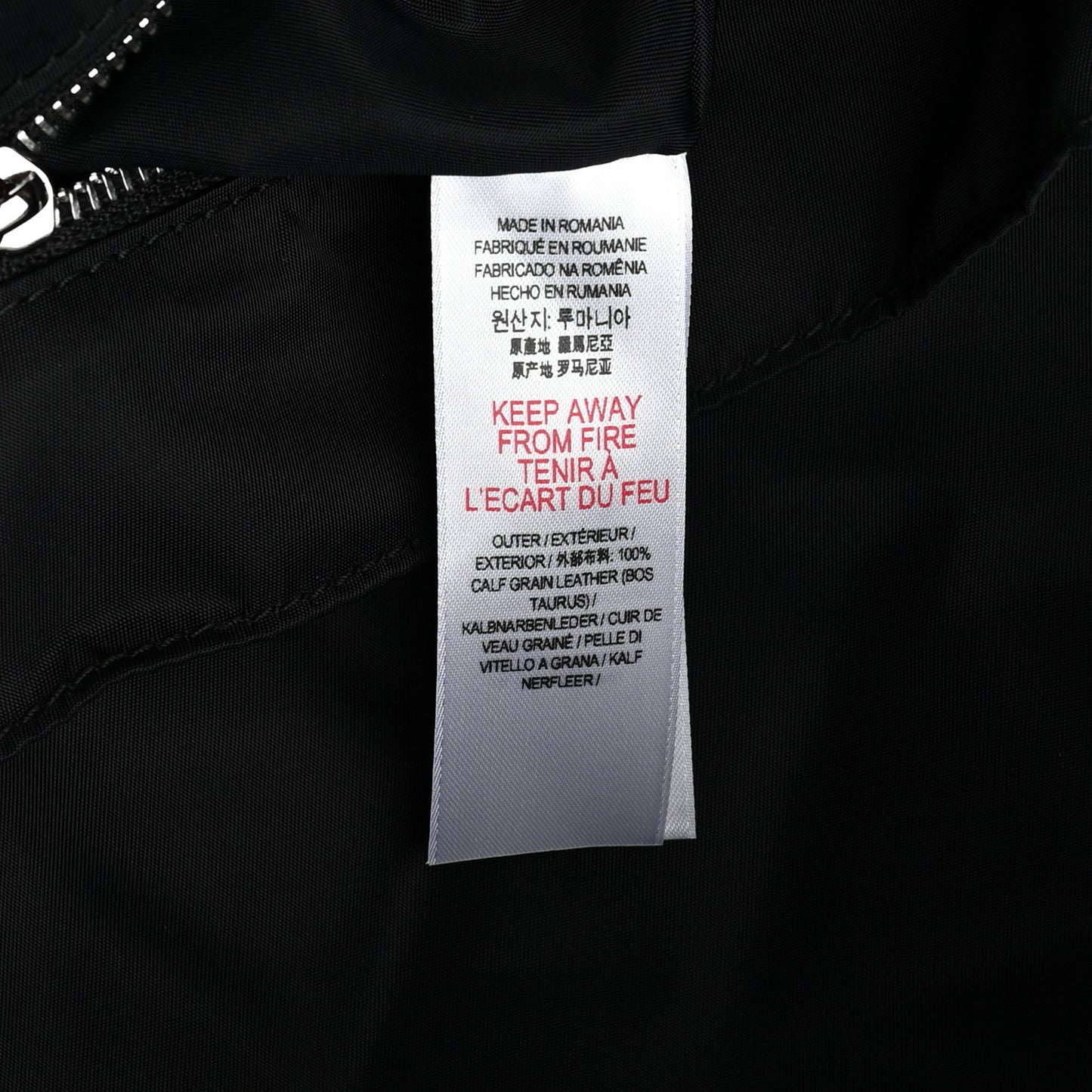 Calfskin Logo Embossed Backpack Charcoal Grey