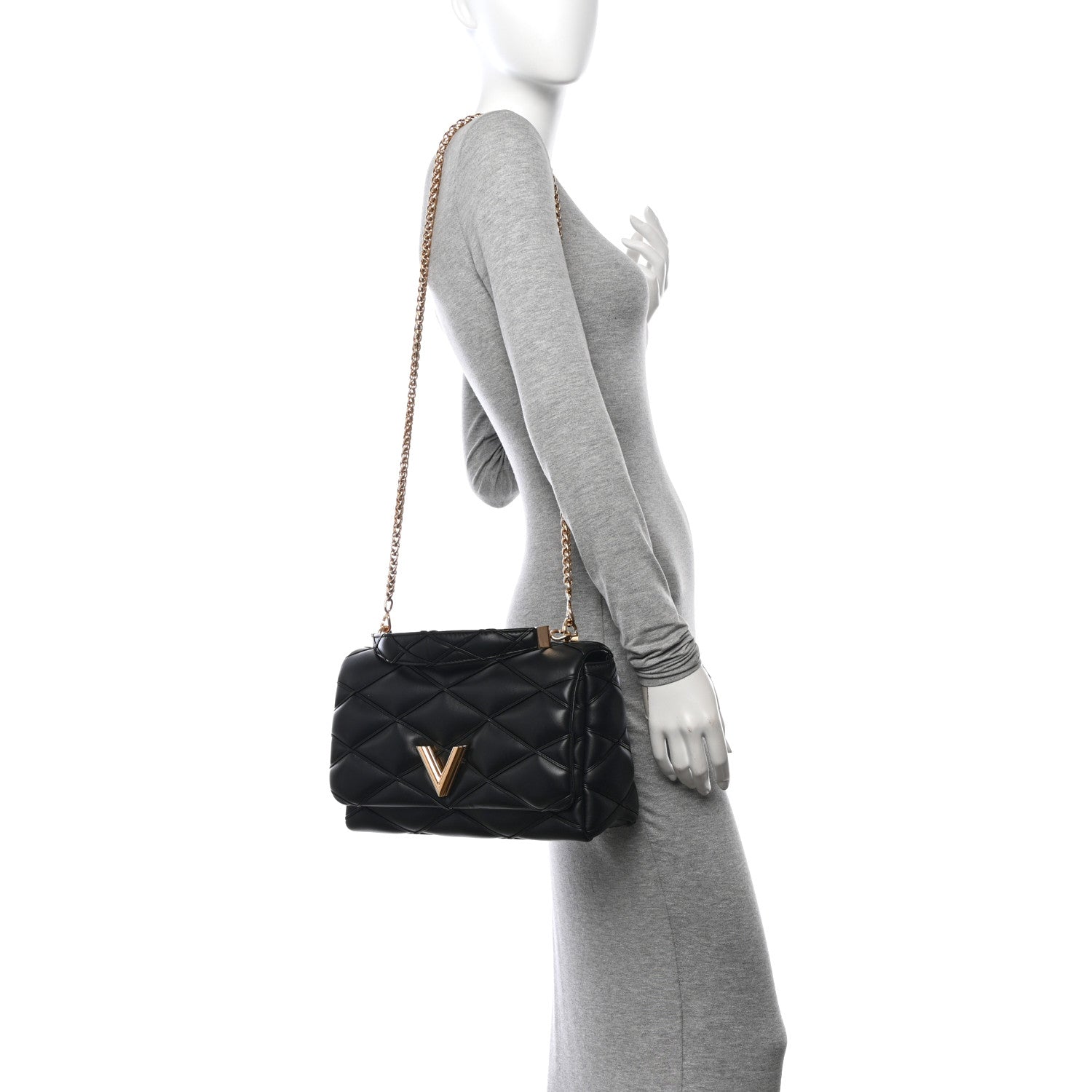 Louis Vuitton Lambskin Malletage Top Handle GO-14 GM Black 2 of 14