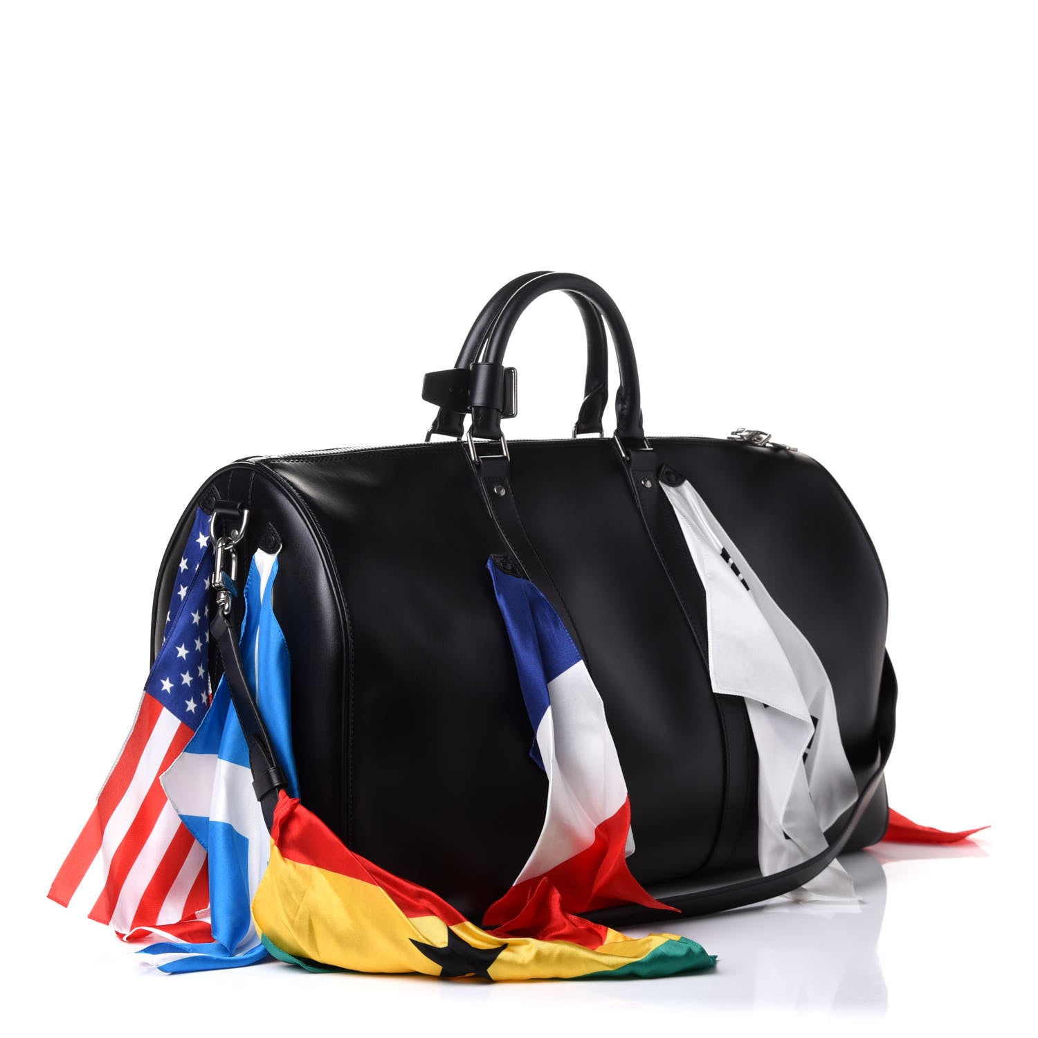 Louis Vuitton Calfskin Flags Keepall Bandouliere 50 Black 4 of 13