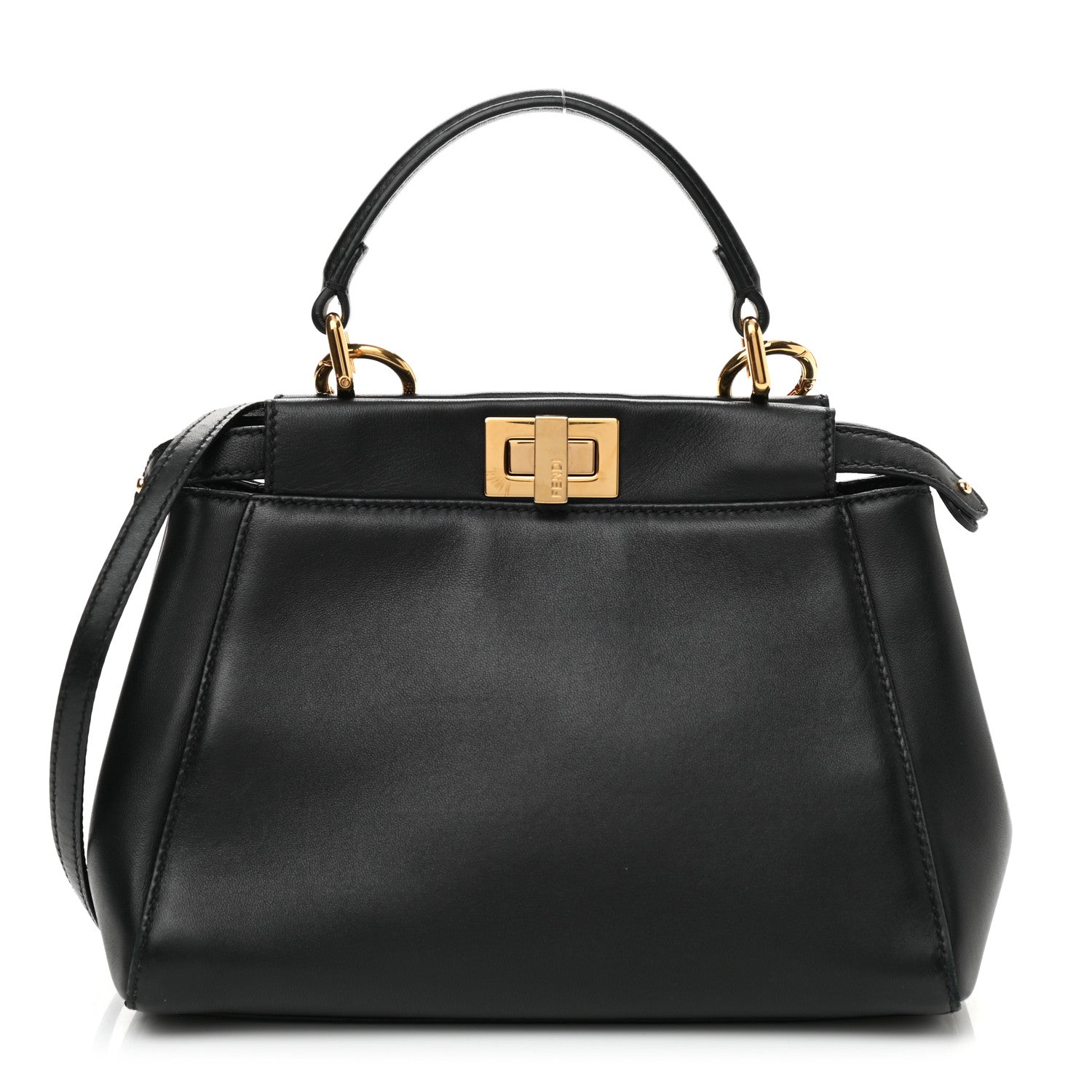 Fendi Nappa Mini Peekaboo Iconic Satchel Black 1 of 9