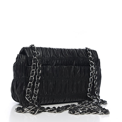Prada Nappa Gaufre Flap Chain Shoulder Bag Black 2 of 9