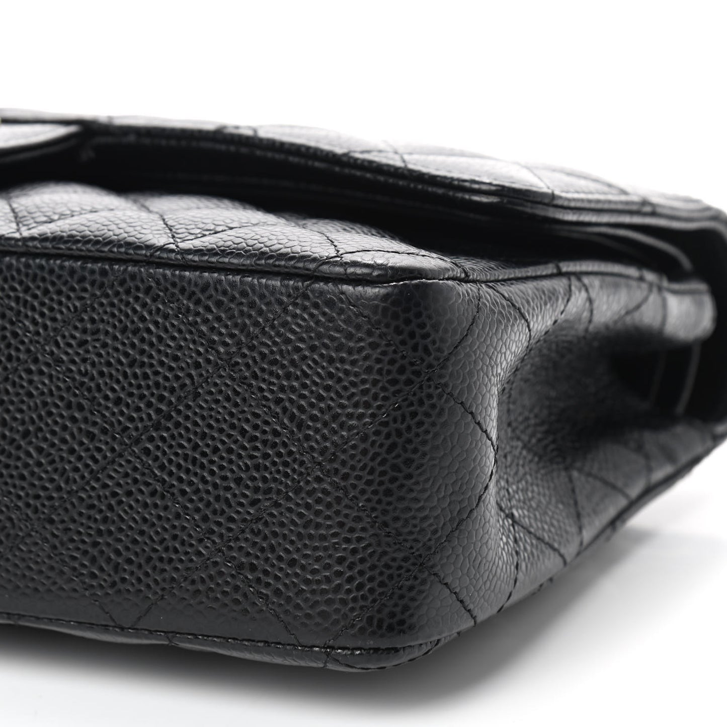 Caviar Quilted Medium Double Flap Black