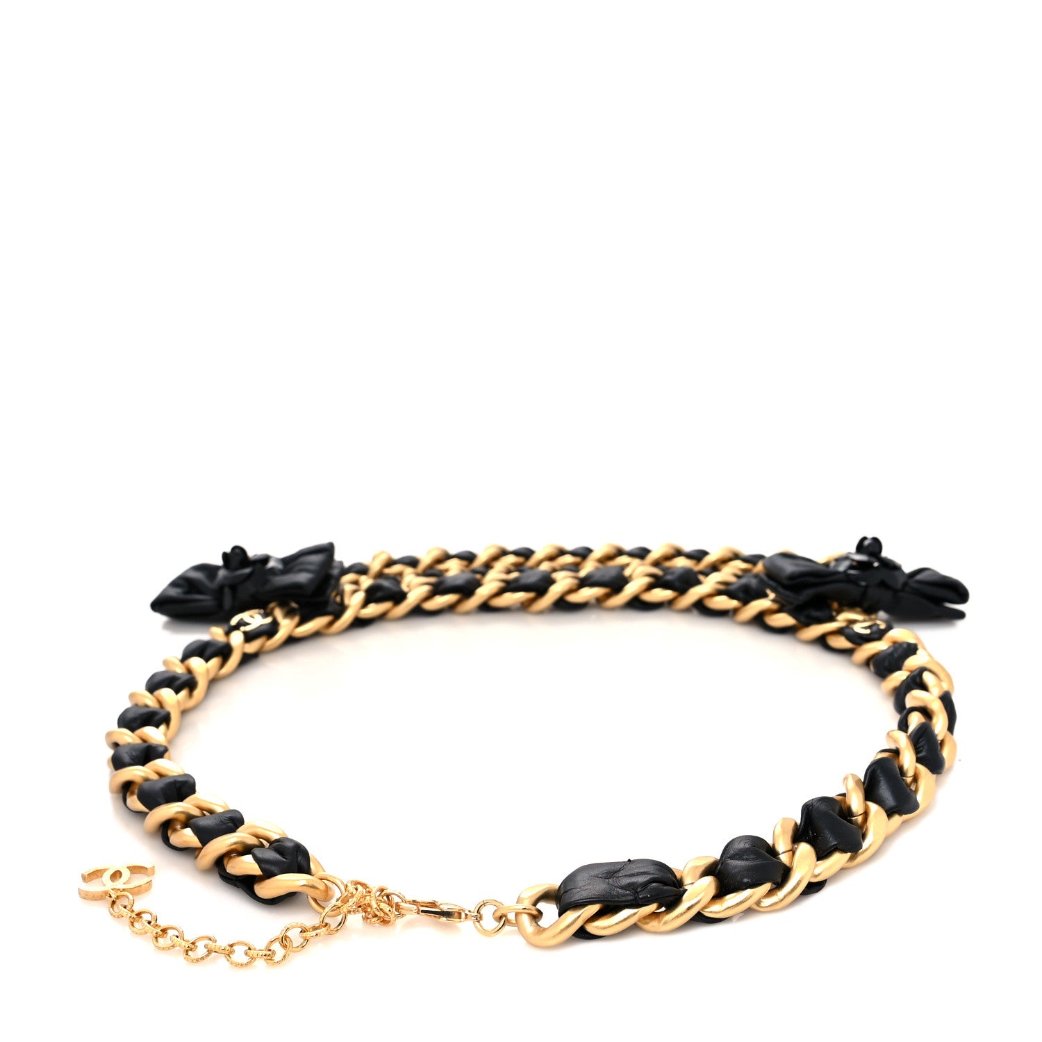 Chanel Lambskin CC Bow Chain Belt Black Gold 2 of 4