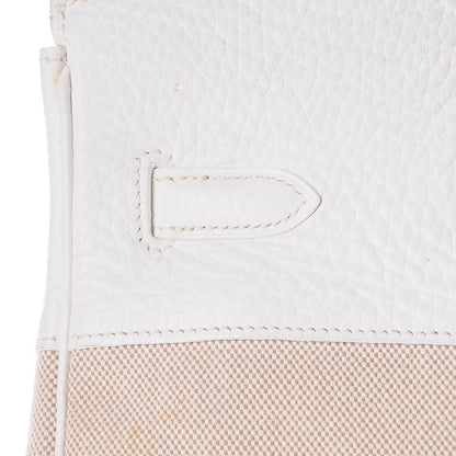 Hermes Toile Taurillon Clemence Birkin 35 White 32 of 41