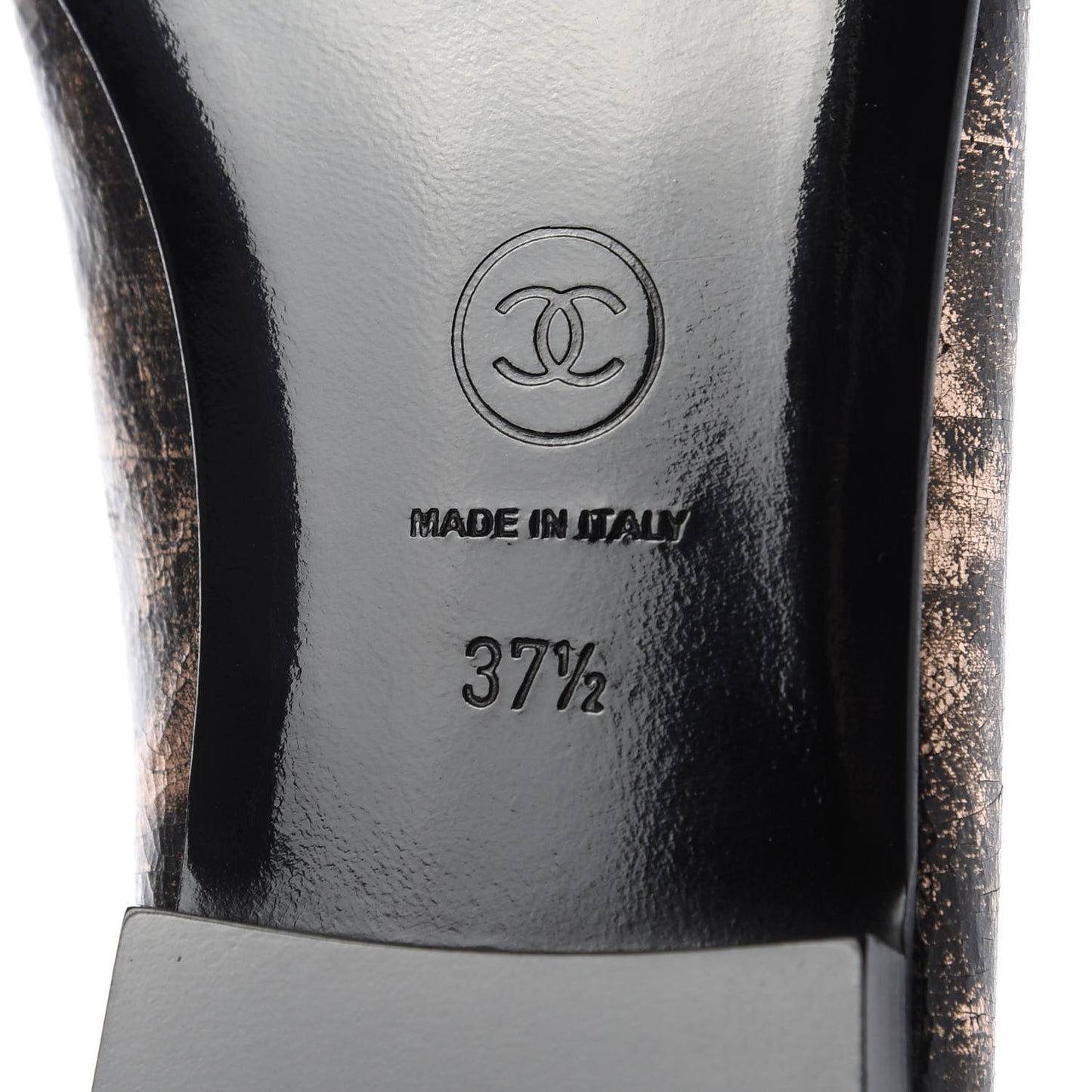 Laminated Suede Goatskin Cap Toe CC Ballerina Flats 37.5 Bronze