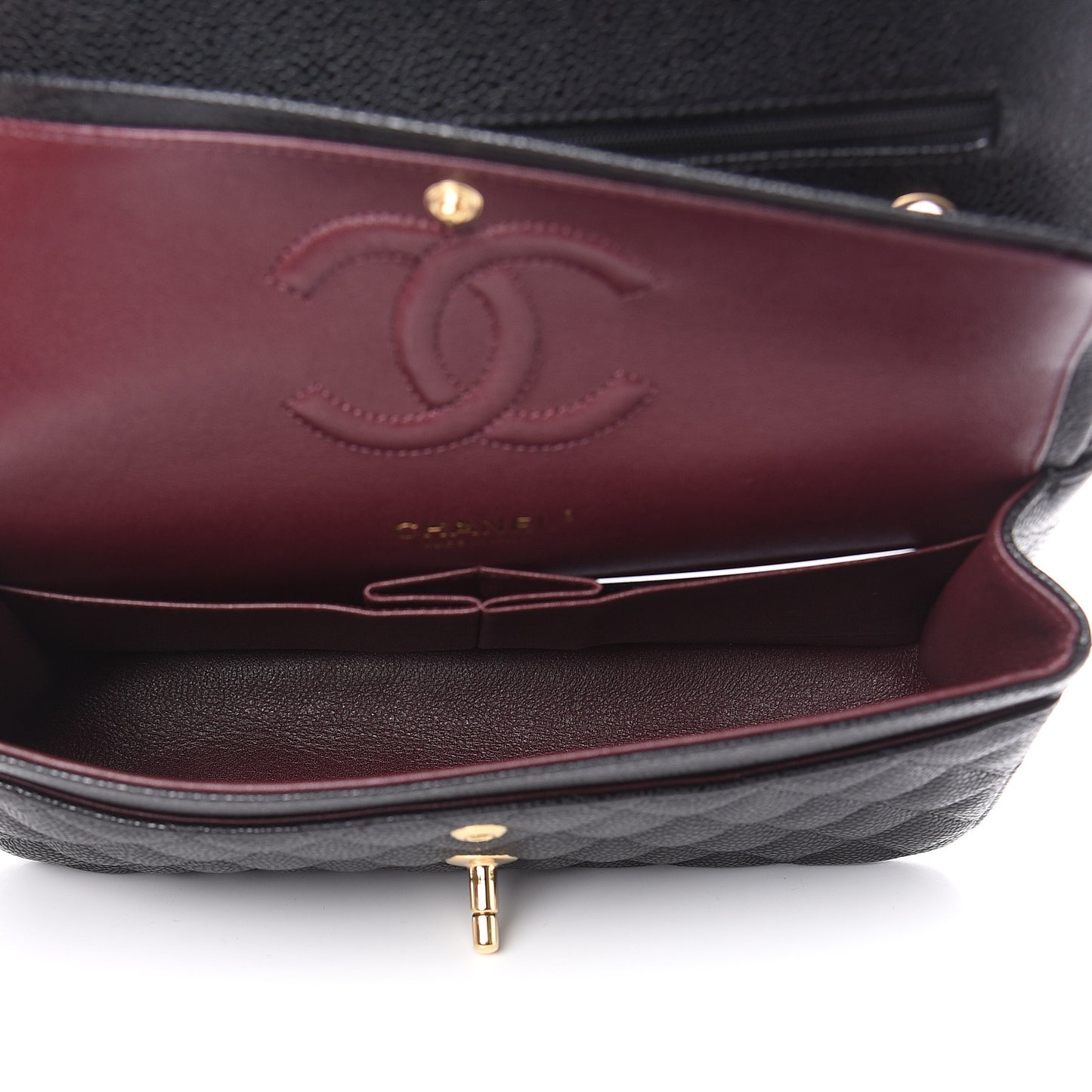 Caviar Quilted Medium Double Flap Black