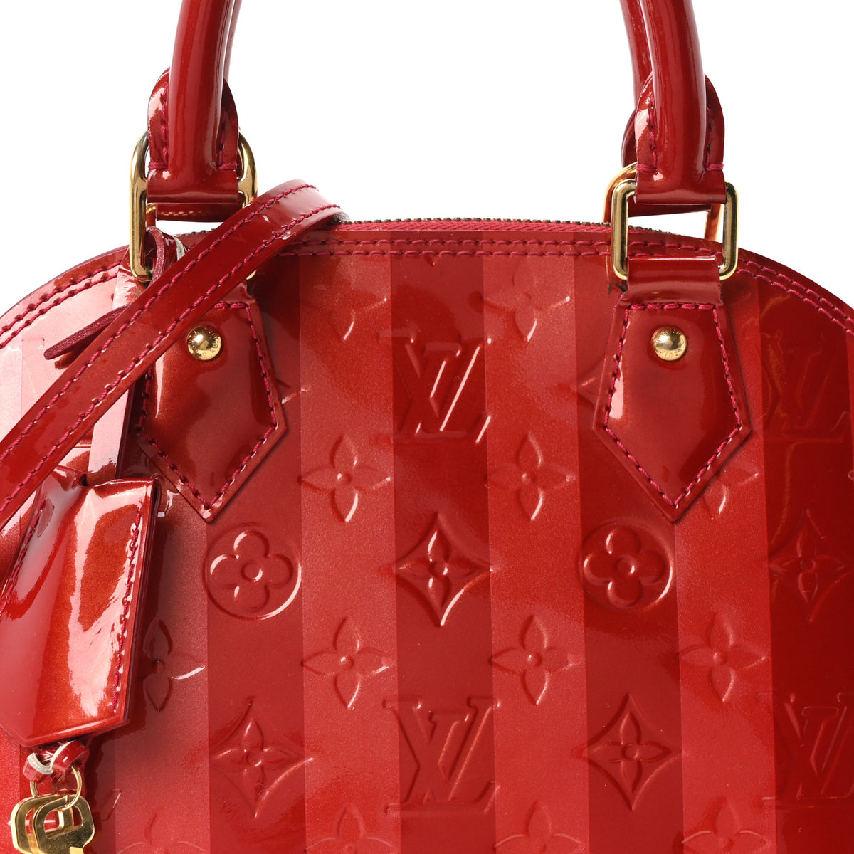 Louis Vuitton Vernis Rayures Alma BB Pomme D'Amour 7 of 9