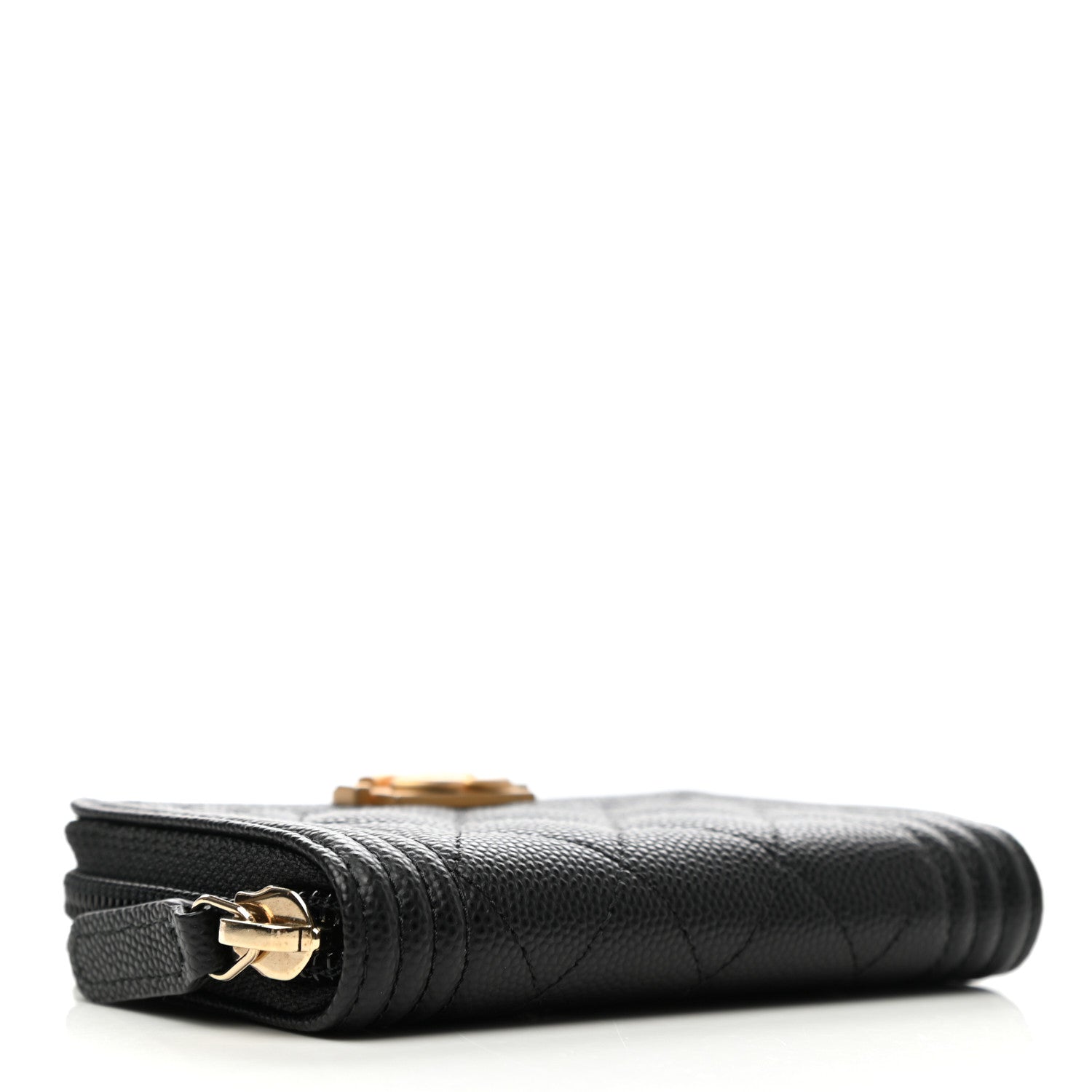 Chanel Caviar Quilted Boy Zip Around Coin Purse Wallet Black 4 of 9