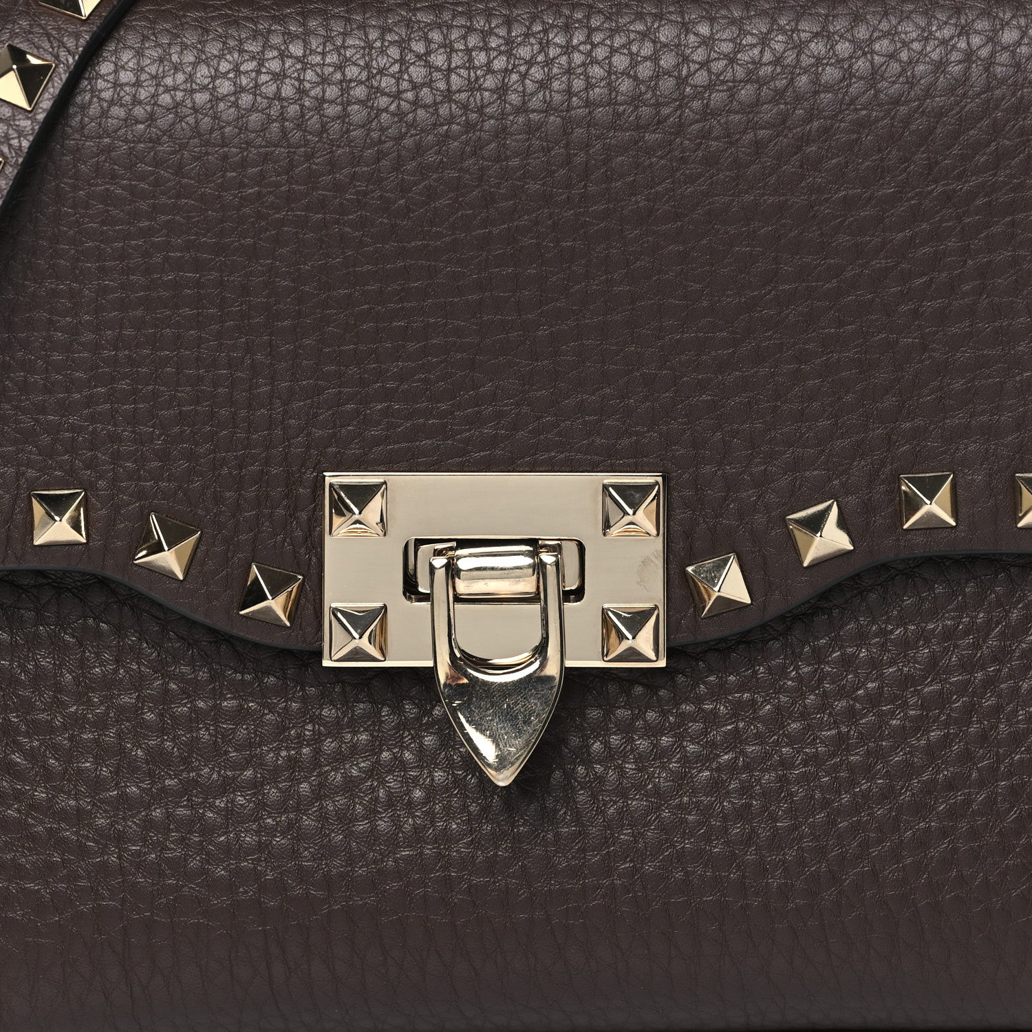 Valentino Garavani Pebbled Calfskin Medium Rockstud Flip Lock Crossbody Bag Deep Taupe 7 of 9