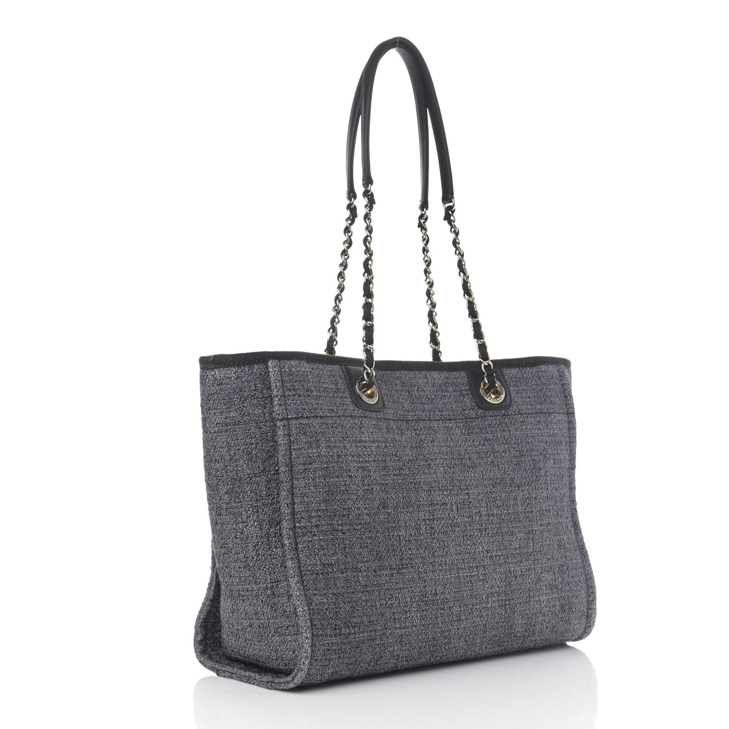 Woven Straw Raffia Small Deauville Tote Charcoal