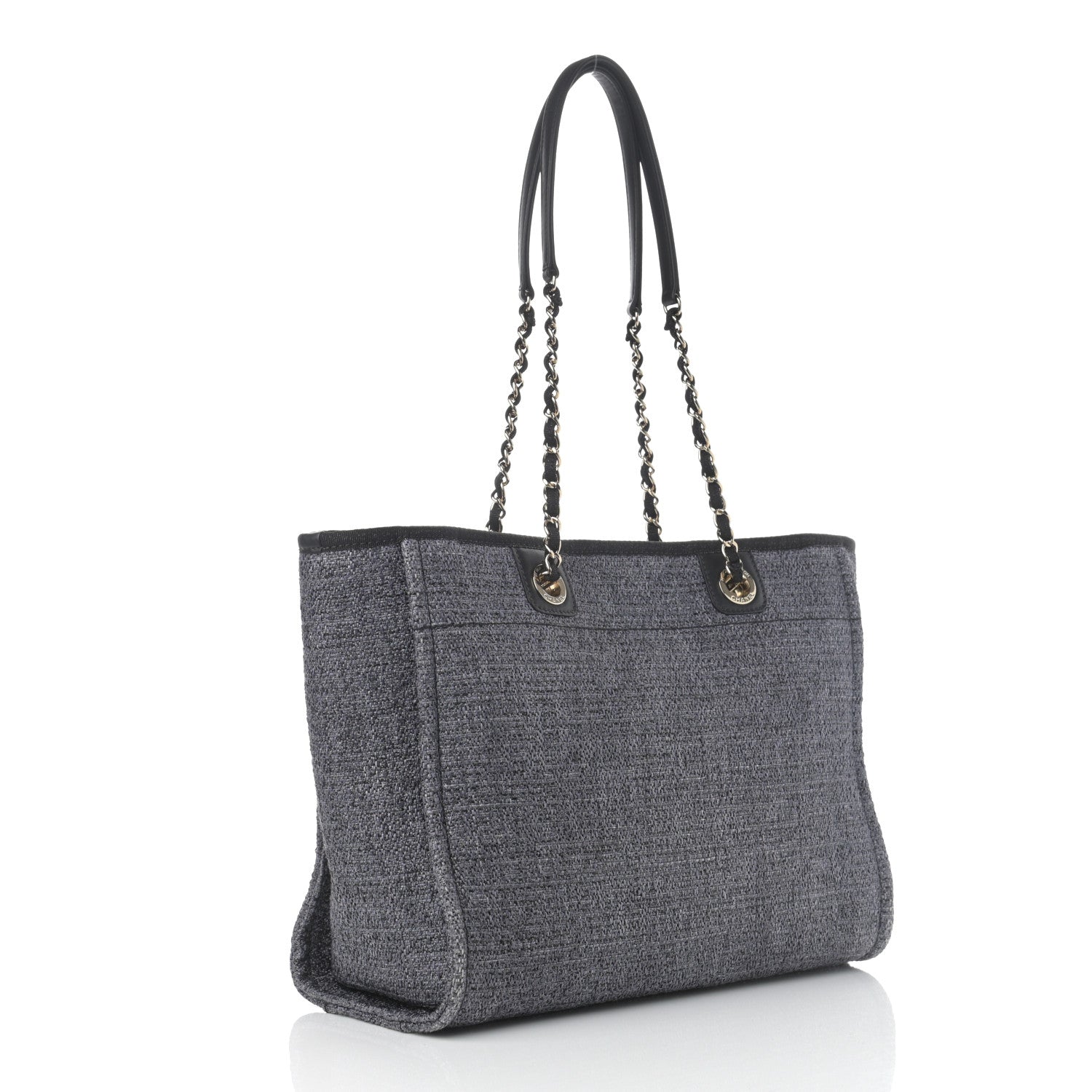 Chanel Woven Straw Raffia Small Deauville Tote Charcoal 3 of 10