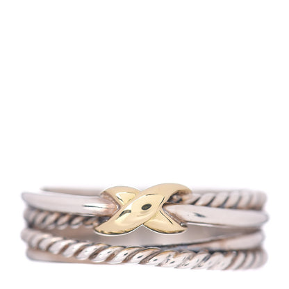 David Yurman Sterling Silver 18K Yellow Gold 6mm X Crossover Ring 54 6.75 1 of 5