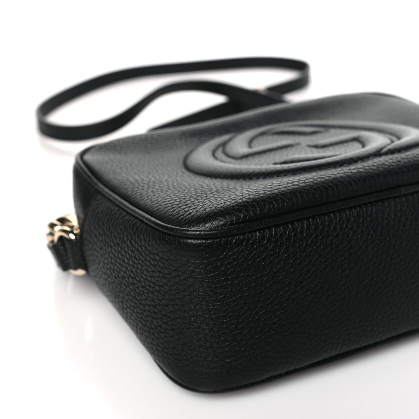 Pebbled Calfskin Small Soho Disco Bag Black