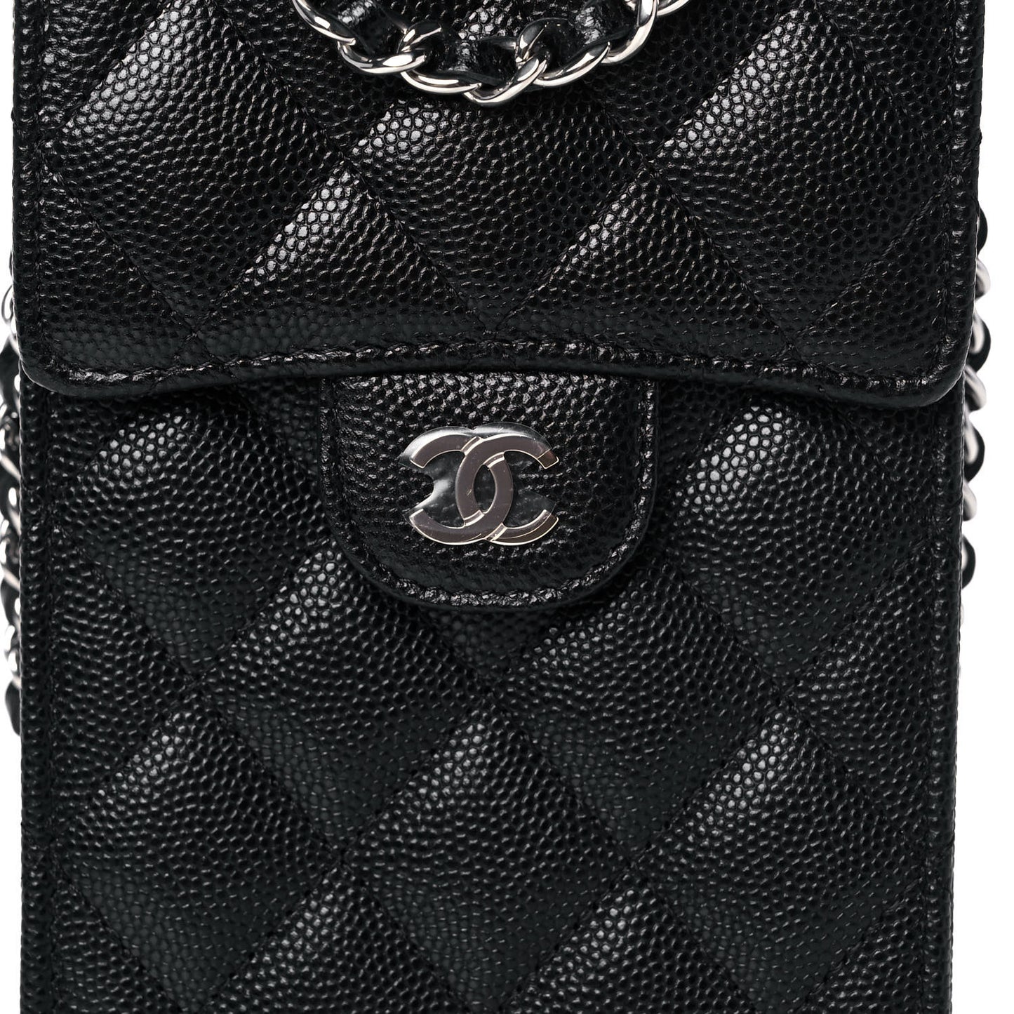 Caviar Quilted Classic Phone Holder Black