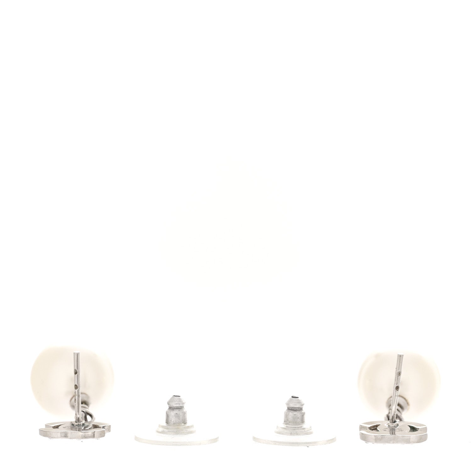 Chanel Crystal Pearl CC Drop Earrings Silver 3 of 5