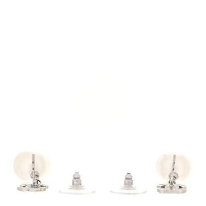 Chanel Crystal Pearl CC Drop Earrings Silver 3 of 5